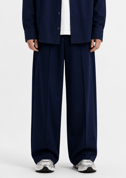 Pleated Relexed Navy Blue - Trouser